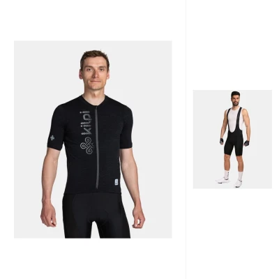 Kilpi PETRANA-M tmavě šedý merino cyklistický dres + KILPI RIDER-M Černé cyklistické kraťasy