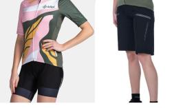 KILPI RITAEL-W Tmavě zelený cyklistický dres + Kilpi TRACKEE-W černé cyklistické kraťasy