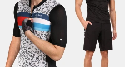 KILPI RIVAL-M Černý cyklistický dres + KILPI HIXON-M Černé cyklistické kraťasy KILPI RIVAL-M Černý cyklistický dres + KILPI HIXON-M Černé cyklistické kraťasy