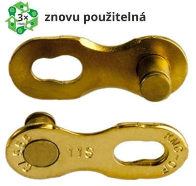 Kmc spojka řetězu 11 speed Gold, balení 2 ks, cena za balení Kmc spojka řetězu 11 speed Gold, balení 2 ks, cena za balení