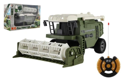 Dongjie Toys Factory Kombajn RC šedo-zelený plast 22cm 27MHz na baterie se světlem