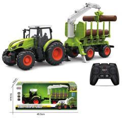 Korody RC Traktor 2,4 Ghz s vozíkem na dřevo, světla, zvuk 1:24