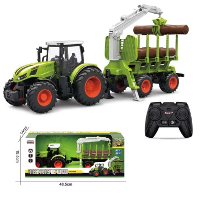 Korody RC Traktor 2,4 Ghz s vozíkem na dřevo, světla, zvuk 1:24