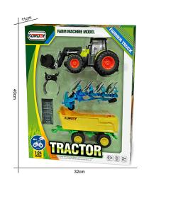 Korody RC Traktor s vozíkem a XL příslušenstvím 1:24, světla, zvuk