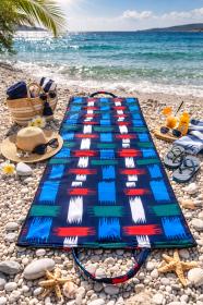 Kubisport Štvordielne lehátko plážové skladacie-modré