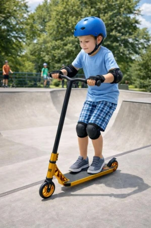 Kubisport Freestylová koloběžka sportovní zlato/černá 110 mm kolečka CSK2K