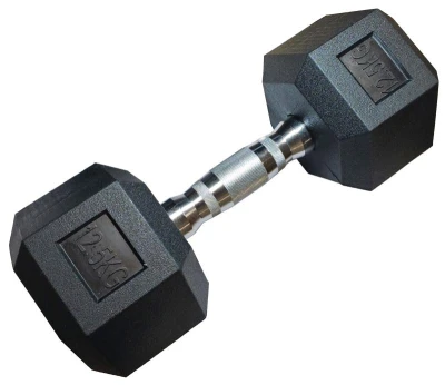 Kubisport Jednoruční šestihranná HEX činka 12,5 kg pogumovaná