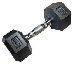 Kubisport Jednoruční šestihranná HEX činka 5 kg pogumovaná