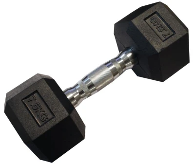 Kubisport Jednoruční šestihranná HEX činka 7,5 kg pogumovaná