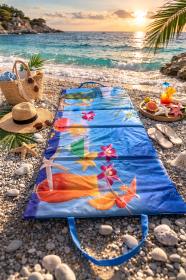 Kubisport Lehátko plážové skládací velké - potisk bar na pláži