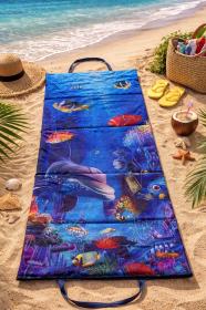 Kubisport Lehátko plážové skládací velké s potiskem podmořského světa