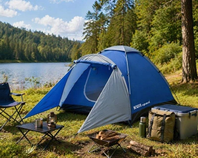 Kubisport Stan monodome pro 3 osoby s předsíňkou - modrý