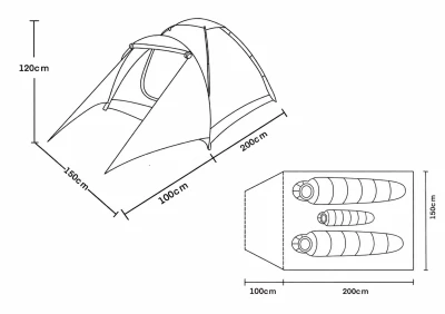 Kubisport Stan monodome pro 3 osoby s předsíňkou - modrý