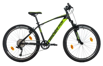 Leader Fox MXC 26 GENT BLACK MATT/GREEN (9 Speed) juniorské horské kolo + výbava zdarma