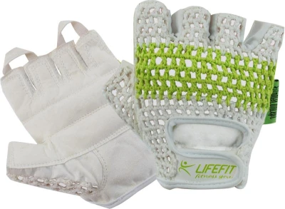 Lifefit Fit bílo-zelené fitness rukavice