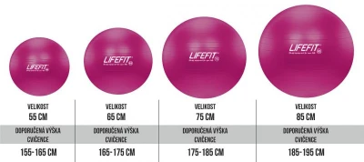 Lifefit Gymnastický míč Anti-burst 75 cm bordó
