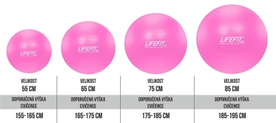 Lifefit Gymnastický míč Anti-burst 75 cm růžový
