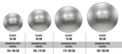 Lifefit Gymnastický míč Anti-burst 75 cm stříbrný