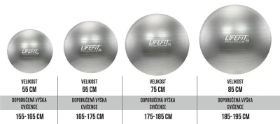 Lifefit Gymnastický míč Anti-burst 85 cm stříbrný