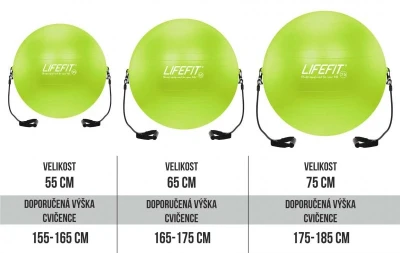 Lifefit 75cm zelený gymnastický míč s expandérem