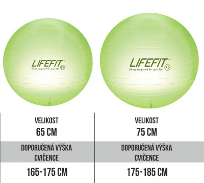 Lifefit Gymnastický míč Transparent 65 cm sv. zelený