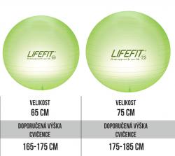 Lifefit Gymnastický míč TRANSPARENT 75 cm, sv. zelený