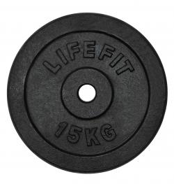 Lifefit Kotouč 15kg, kovový, pro 30mm tyč Lifefit Kotouč 15kg, kovový, pro 30mm tyč