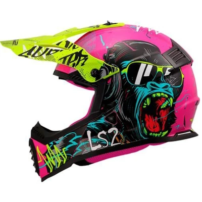 LS2 Fast EVO Mini Gorilla fialová dětská motokrosová přilba na motorku