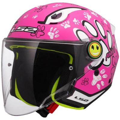LS2 OF622 Funny II Paws růžová dětská otevřená helma na motorku