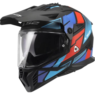 LS2 MX702 Pioneer II Block matná černo-červeno-modrá enduro helma na motorku