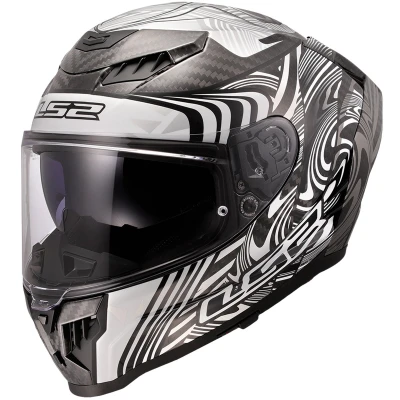 LS2 FF807 Dragon Carbon Enthum lesklá stříbrná integrální helma na motorku