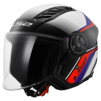 LS2 OF616 Airflow II Rush bílo-modro-červená otevřená helma na motorku