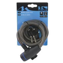 M-Wave 10X1800 KLÍČ černý zámek spirála
