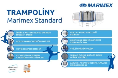 Marimex Trampolína Standard 183 cm + vnitřní ochranná síť + schůdky ZDARMA