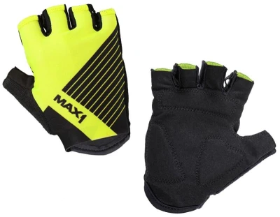 Max1 Raceday fluo žluto/černé 5-6 let dětské krátkoprsté cyklistické rukavice