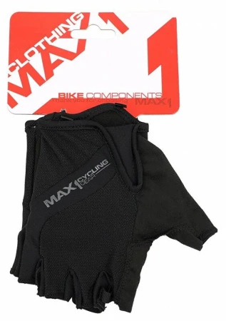 Max1 černé pánské krátkoprsté cyklistické rukavice