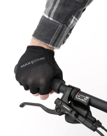 Max1 černé pánské krátkoprsté cyklistické rukavice