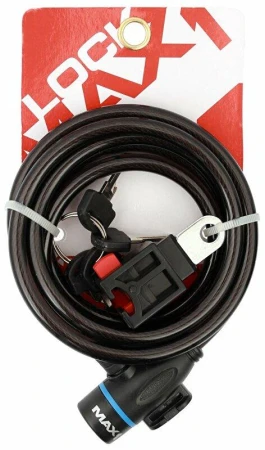 Max1 černý 1800x8 mm spirálový zámek se 4 klíči