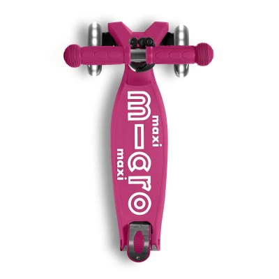 Maxi Micro Deluxe - berry red LED skládací koloběžka + reflexní sada