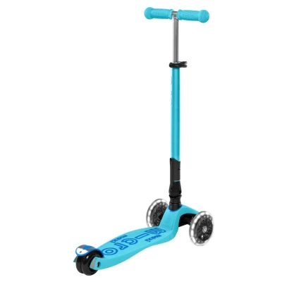Maxi Micro Deluxe - bright blue LED skládací koloběžka