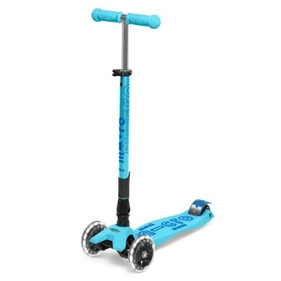 Maxi Micro Deluxe - bright blue LED skládací koloběžka