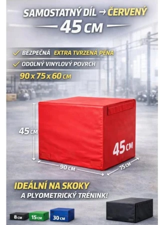 Merc sport Plyometrický box – díl 45 cm červený