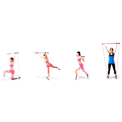 Merco Pilates Sticks posilovací tyč s gumou fialová