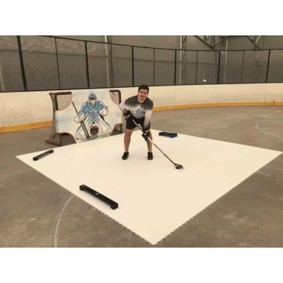 Merco Target branka, s postranní sítí + Hockey Revolution Hockey Tiles desky (18 ks)