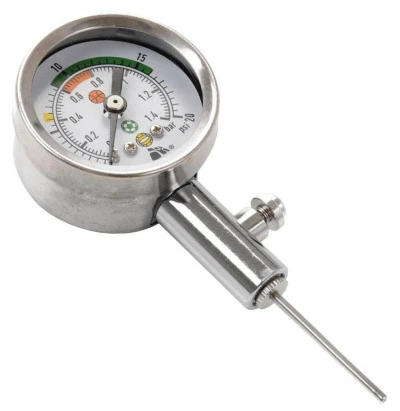 Měřič tlaku míčů - budík chrom HS001 Měřič tlaku míčů - budík chrom HS001