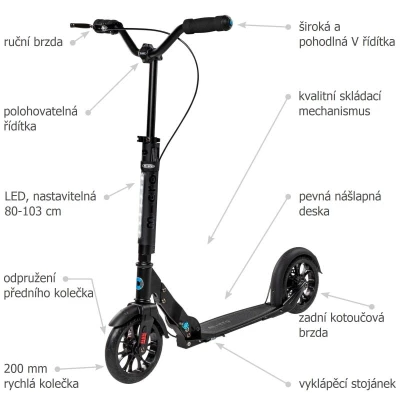 Micro Metropolitan Deluxe black skládací koloběžka + sleva 400,- na příslušenství