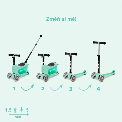 Micro Mini2go Deluxe Plus - mátová (mint) + reflexní sada