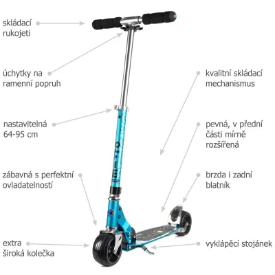 Micro Rocket Blue skládací koloběžka + sleva 300,- na příslušenství