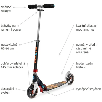 Micro Speed+ black koloběžka + sleva 300,- na příslušenství