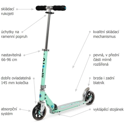 Micro Speed+ mint koloběžka + sleva 300,- na příslušenství